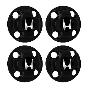 Jogo Calota Central New Cap emblema resinado Honda Preto