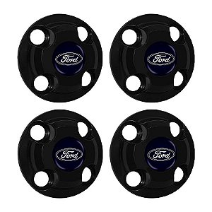 Jogo Calota Central New Cap emblema resinado Ford Azul