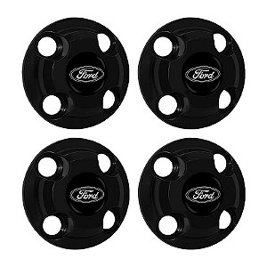 Jogo Calota Central New Cap emblema resinado Ford Preto