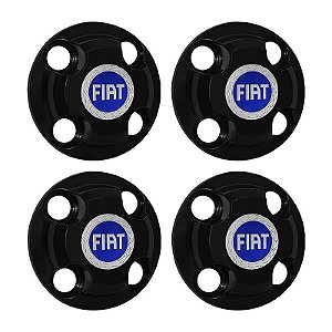 Jogo Calota Central New Cap emblema resinado Fiat Azul