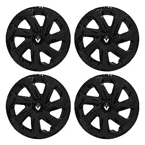 Jogo Calota Esportiva Aro 14 Spider Black emblema Renault