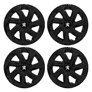 Jogo Calota Esportiva Aro 14 Spider Black emblema Peugeot