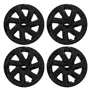Jogo Calota Esportiva Aro 14 Spider Black emblema GM Preto