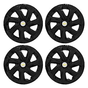 Jogo Calota Esportiva Aro 14 Spider Black emblema GM Prata