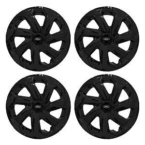 Jogo Calota Esportiva Aro 14 Spider Black emblema Ford Preto