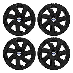 Jogo Calota Esportiva Aro 14 Spider Black emblema Ford Prata