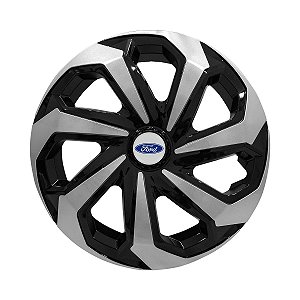 Calota Esportiva Aro 14 Spider Black/Silver emblema Ford Prata