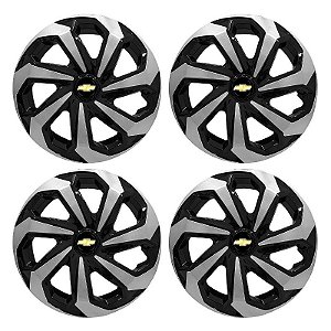 Jogo Calota Esportiva Aro 14 Spider Black/Silver emblema GM Preto