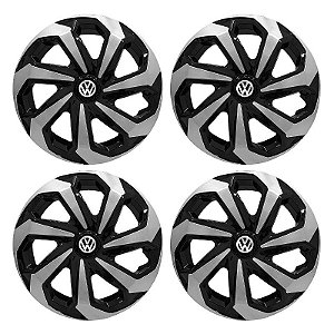 Jogo Calota Esportiva Aro 14 Spider Black/Silver emblema VW