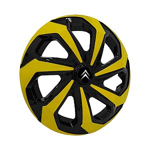 Calota Esportiva Aro 14 Spider Black/Yellow emblema Citroen