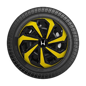 Calota Esportiva Aro 14 Spider Black/Yellow emblema Honda