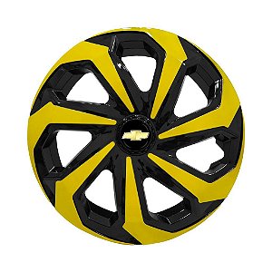 Jogo Calota Esportiva Aro 14 Spider Black/Yellow emblema GM Preto