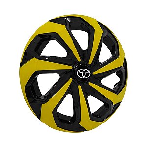 Jogo Calota Esportiva Aro 14 Spider Black/Yellow emblema Toyota Preto