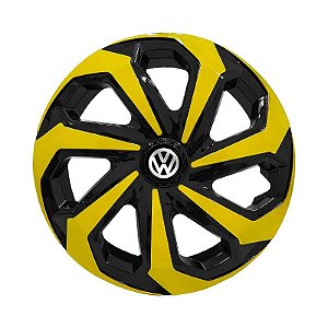 Jogo Calota Esportiva Aro 14 Spider Black/Yellow emblema Volkswagen