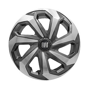 Calota Esportiva Aro 14 Spider Graphite/Silver emblema Fiat Preto