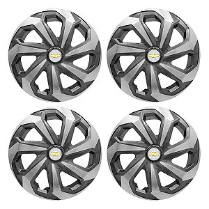 Jogo Calota Esportiva Aro 14 Spider Graphite/Silver emblema GM Prata