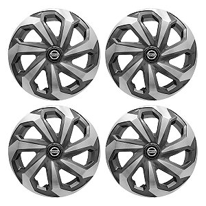 Jogo Calota Esportiva Aro 14 Spider Graphite/Silver emblema Nissan