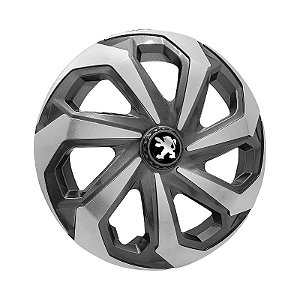 Jogo Calota Esportiva Aro 14 Spider Graphite/Silver emblema Peugeot