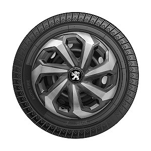 Jogo Calota Esportiva Aro 14 Spider Graphite/Silver emblema Peugeot