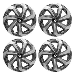 Jogo Calota Esportiva Aro 14 Spider Graphite/Silver emblema Renault Preto
