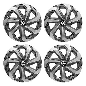 Jogo Calota Esportiva Aro 14 Spider Graphite/Silver emblema Volkswagen