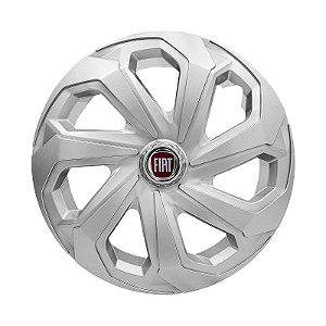 Calota Esportiva Aro 14 Spider Silver emblema Fiat Vermelho