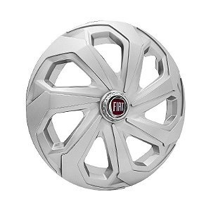 Calota Esportiva Aro 14 Spider Silver emblema Fiat Vermelho