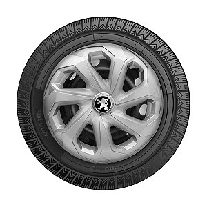 Calota Esportiva Aro 14 Spider Silver emblema Peugeot Preto