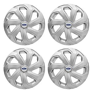 Jogo Calota Esportiva Aro 14 Spider Silver emblema Ford Prata