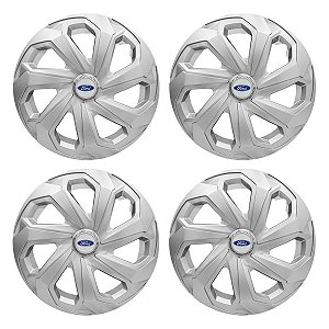 Jogo Calota Esportiva Aro 14 Spider Silver emblema Ford Prata