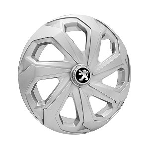 Jogo Calota Esportiva Aro 14 Spider Silver emblema Peugeot