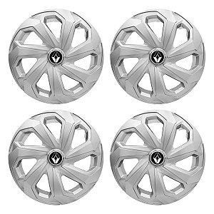 Jogo Calota Esportiva Aro 14 Spider Silver emblema Renault Preto