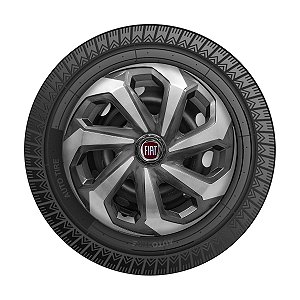 Calota Esportiva Aro 14 Spider Graphite/Silver emblema Fiat Vermelho