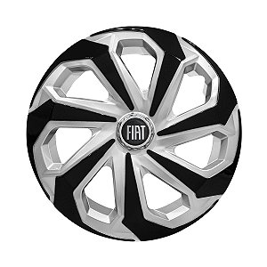 Calota Esportiva Aro 14 Spider Silver/Black emblema Fiat Preto