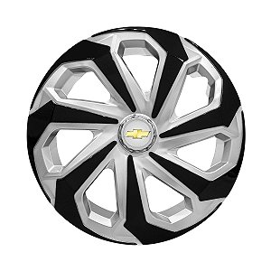 Calota Esportiva Aro 14 Spider Silver/Black emblema GM Prata