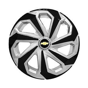 Calota Esportiva Aro 14 Spider Silver/Black emblema GM Preto