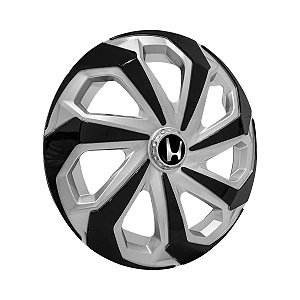 Calota Esportiva Aro 14 Spider Silver/Black emblema Honda Preto
