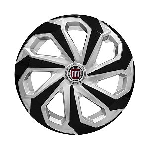 Jogo Calota Esportiva Aro 14 Spider Silver/Black emblema Fiat Vermelho