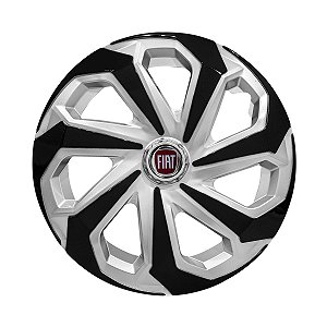 Jogo Calota Esportiva Aro 14 Spider Silver/Black emblema Fiat Vermelho