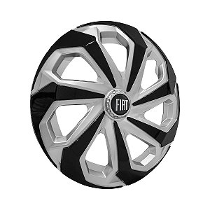 Jogo Calota Esportiva Aro 14 Spider Silver/Black emblema Fiat Preto
