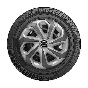 Calota Esportiva Aro 14 Spider Silver/Graphite emblema Nissan Preto