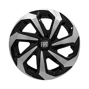 Calota Esportiva Aro 13 Spider Black/Silver emblema Fiat Preto