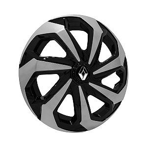 Calota Esportiva Aro 13 Spider Black/Silver emblema Renault Preto