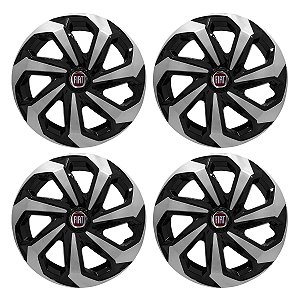 Jogo Calota Esportiva Aro 13 Spider Black/Silver emblema Fiat Vermelho