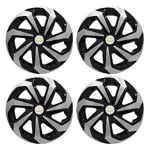 Jogo Calota Esportiva Aro 13 Spider Black/Silver emblema GM Prata