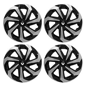 Jogo Calota Esportiva Aro 13 Spider Black/Silver emblema Renault Preto