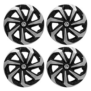 Jogo Calota Esportiva Aro 13 Spider Black/Silver emblema Volkswagen