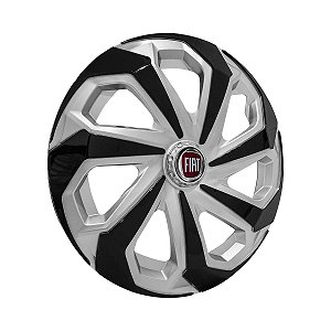 Calota Esportiva Aro 15 Spider Silver/Black emblema Fiat Vermelho