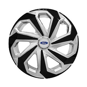 Calota Esportiva Aro 15 Spider Silver/Black emblema Ford Prata