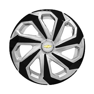 Calota Esportiva Aro 15 Spider Silver/Black Emblema GM Prata